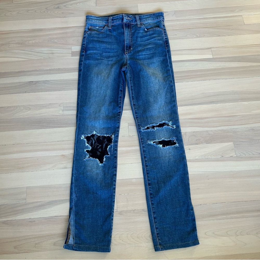 Joe's Flawless The Charlie High Rise Skinny Jeans Women W 26 with Patch and Slit